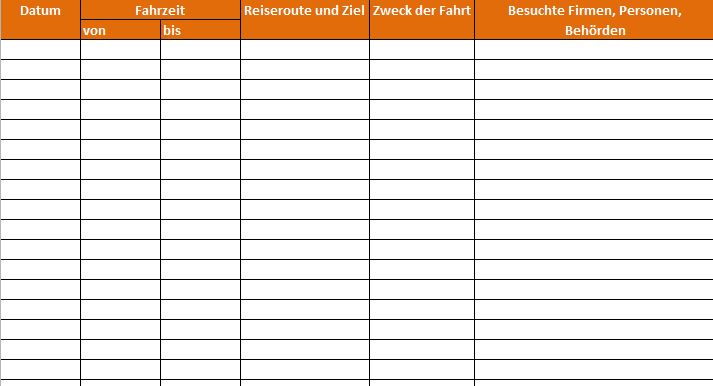 Fahrtenbuch Excel Vorlage - Kostenlose Office Vorlagen