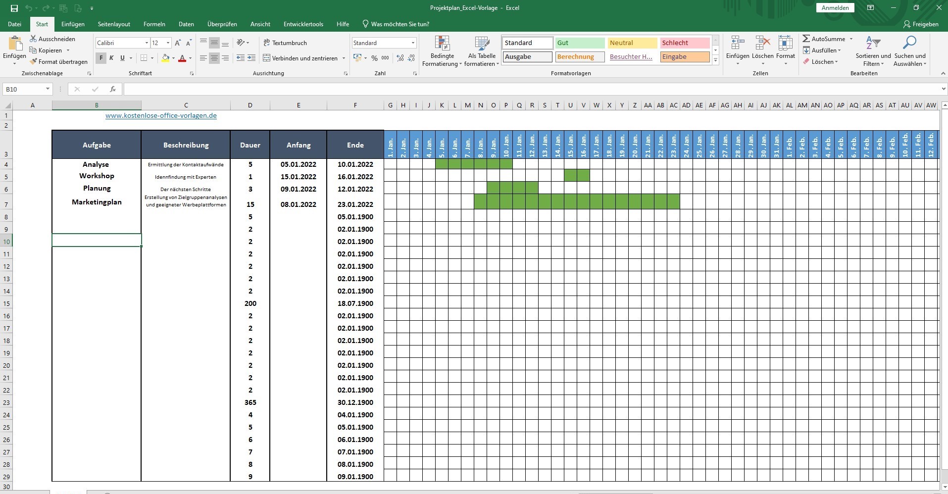 Projektplan Excel Vorlage - Kostenlose Office Vorlagen