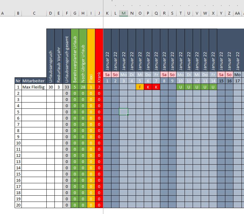 Urlaubsplaner 2022 Excel Vorlage – Kostenlose Office Vorlagen