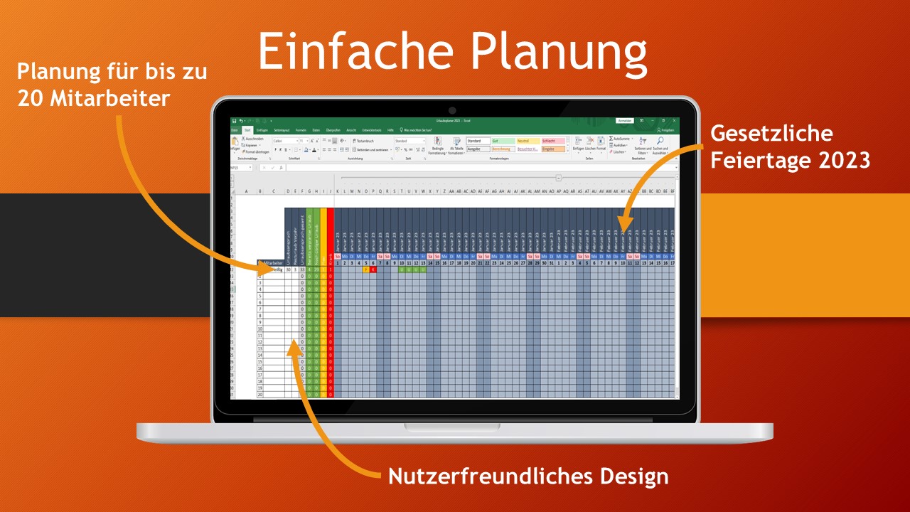 Urlaubsplaner 2023 Excel-Vorlage - Kostenlose Office Vorlagen